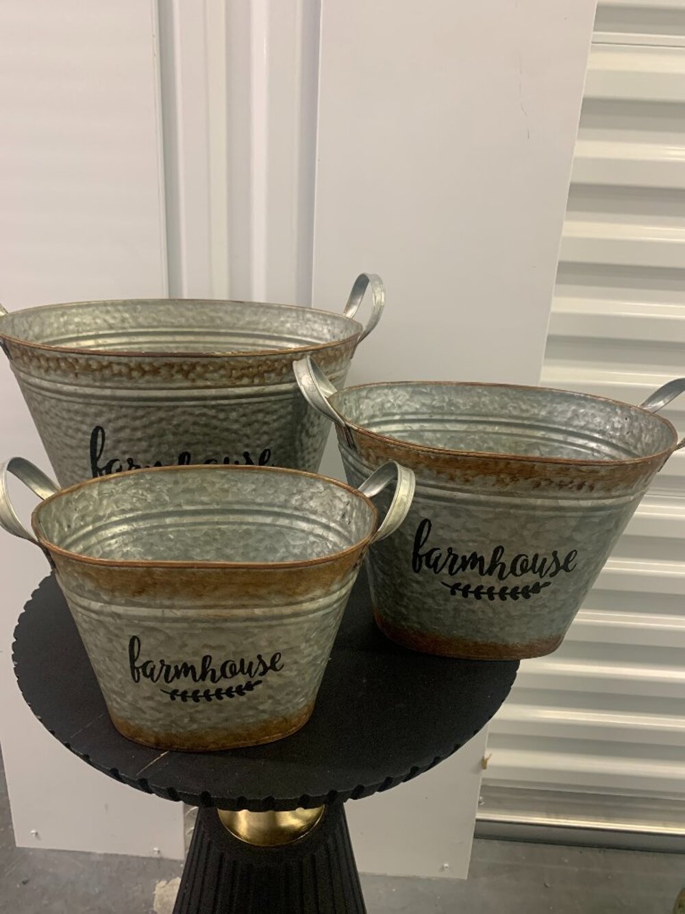 3 Rustic Metal Planter or Buckets